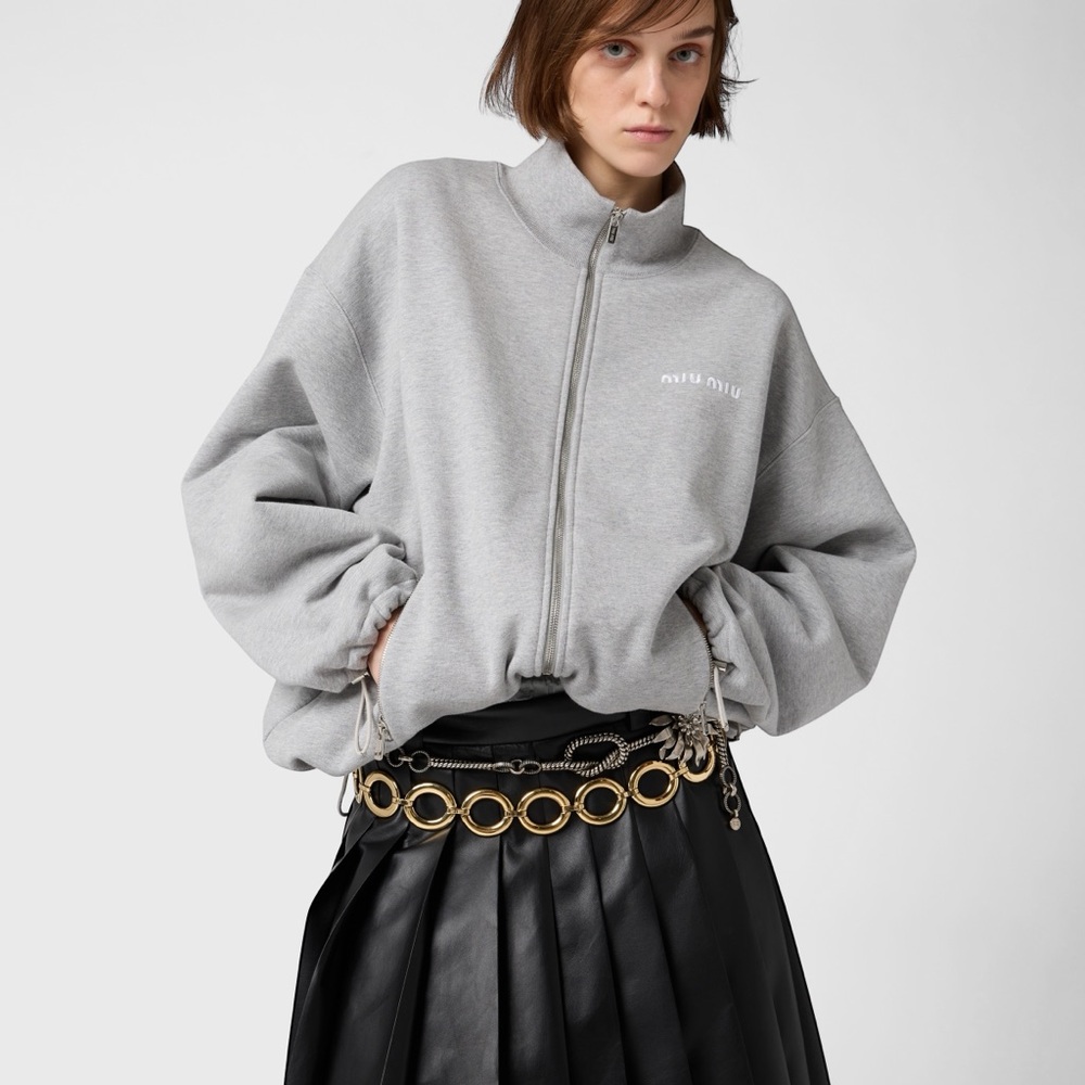 Sold VIP Only Miu Miu Cotton fleece zipper sweatshirt